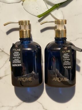 Luxury Hand Soap Set 💙 2pk Blue Glass Neroli Arome Gold Pump Bathroom Set
